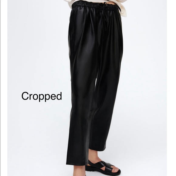 Zara Leather Culotte Pants with Drawstring - Picture 1 of 4